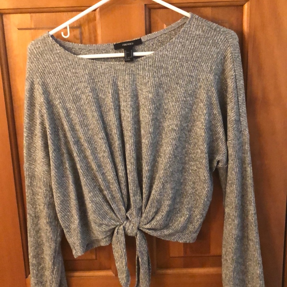 Gray tie sweater